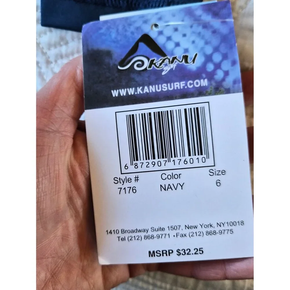 NWT Kanu Surf Navy Rash Guard Long Sleeve Size 6 SPF 50